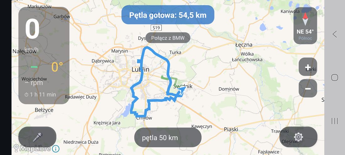 MotoMap: zaplanowana pętla 50 km