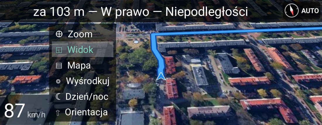 MotoMap na TFT: ten sam HUD na podkładzie satelitarnym